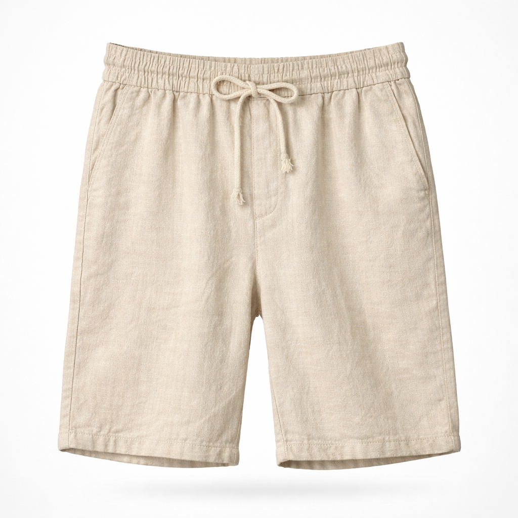 Herre Hørblandede Shorts Med Snøretalje Og Afslappet Pasform – Stilfulde Sommershorts Til Ferie, Strand, Fritid Og Hverdagsbrug