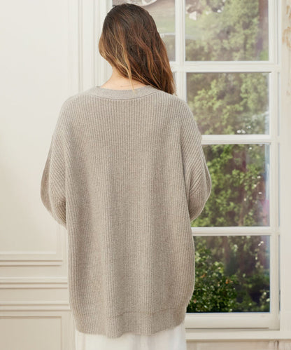 Dame Oversized Strikcardigan – Blødt Lag Med Knaplukning Til Efterår Og Vinter