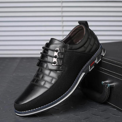 Pantofi bărbătești din piele cu detalii cu panouri și închidere cu șireturi – pantofi eleganți pentru birou, purtare zilnică, ținute business și stil smart casual