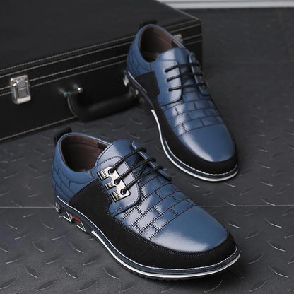 Pantofi bărbătești din piele cu detalii cu panouri și închidere cu șireturi – pantofi eleganți pentru birou, purtare zilnică, ținute business și stil smart casual