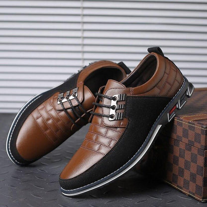 Pantofi bărbătești din piele cu detalii cu panouri și închidere cu șireturi – pantofi eleganți pentru birou, purtare zilnică, ținute business și stil smart casual