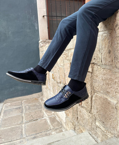 Pantofi bărbătești din piele cu detalii cu panouri și închidere cu șireturi – pantofi eleganți pentru birou, purtare zilnică, ținute business și stil smart casual