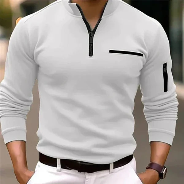 Men's Knit Sweater with Zip and Pockets – Comfortable Layering Piece for Autumn, Winter, Everyday Wear and Smart Casual Style