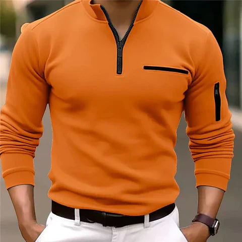 Men's Knit Sweater with Zip and Pockets – Comfortable Layering Piece for Autumn, Winter, Everyday Wear and Smart Casual Style