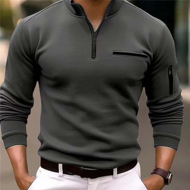 Men's Knit Sweater with Zip and Pockets – Comfortable Layering Piece for Autumn, Winter, Everyday Wear and Smart Casual Style