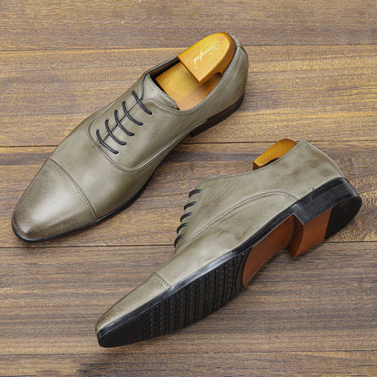 Men’s leather Oxford shoes with cap toe and lace-up closure – classic shoes for the office, business, and formal occasions