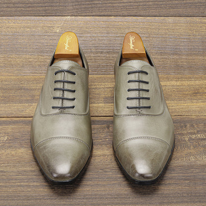 Men’s leather Oxford shoes with cap toe and lace-up closure – classic shoes for the office, business, and formal occasions