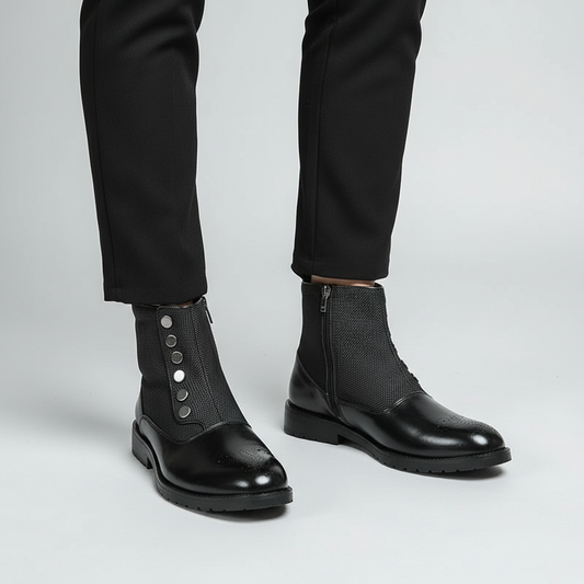 Men's Leather Ankle Boots – Ergonomic Shoes with Side Zipper for Office and Evening Wear
