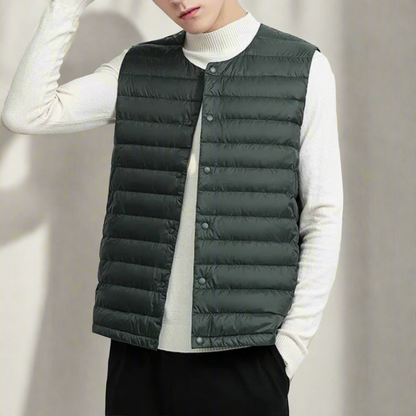Men's Lightweight Quilted Bodywarmer with Front Snap Buttons – Practical Vest for Layering, Autumn, Everyday Wear and Leisure