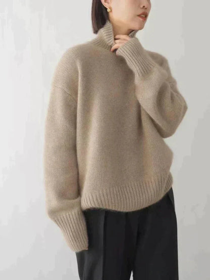 Dame Kashmirsweater Med Høj Hals Og Afslappet Pasform – Blød Striktrøje Til Efterår, Vinter, Kontor Og Smart Casual Stil