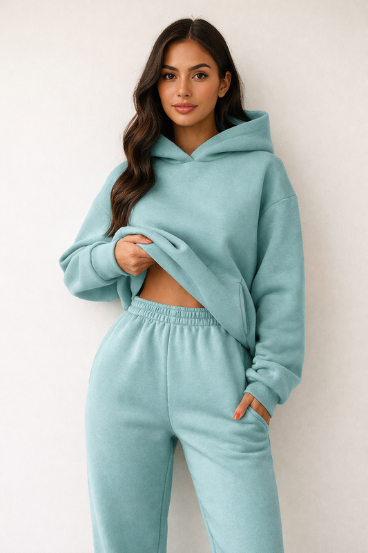 Women's Hooded Loungewear Set – Soft, Relaxed Two-Piece Outfit for Autumn and Winter