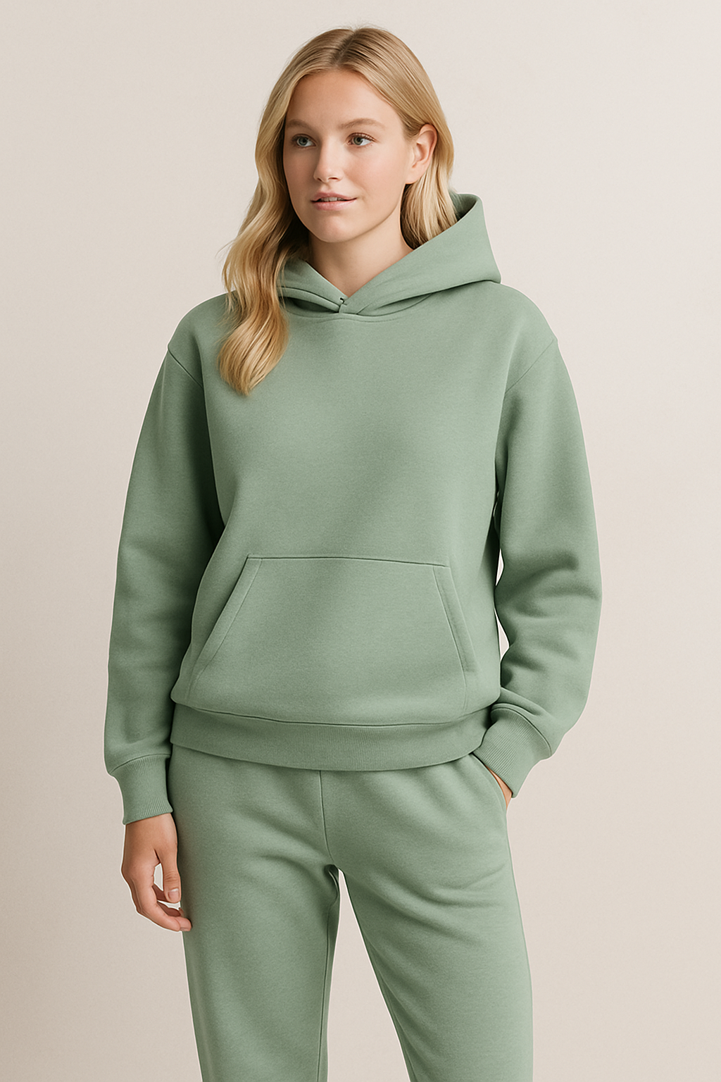 Dame Loungewearsæt Med Hætte – Blødt Afslappet Todelt Outfit Til Efterår Og Vinter