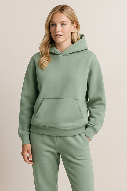 Dame Loungewearsæt Med Hætte – Blødt Afslappet Todelt Outfit Til Efterår Og Vinter