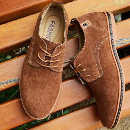 Herre Derby-sko Med Ruskindstekstur Og Snørelukning – Klassiske Sko Til Kontor, Business, Hverdagsbrug Og Smart Casual Stil