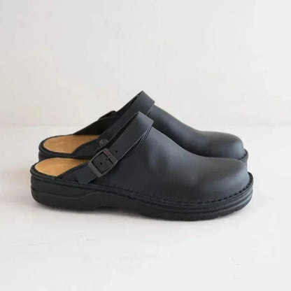 Herre Slippers I Kunstlæder Med Spænderem – Klassiske Clogs Til Hjemmet, Fritid, Hverdagsbrug Og Afslappet Stil