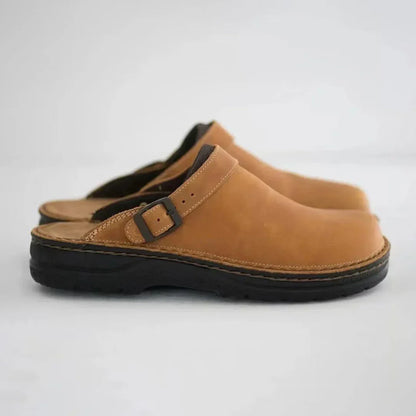 Herre Slippers I Kunstlæder Med Spænderem – Klassiske Clogs Til Hjemmet, Fritid, Hverdagsbrug Og Afslappet Stil