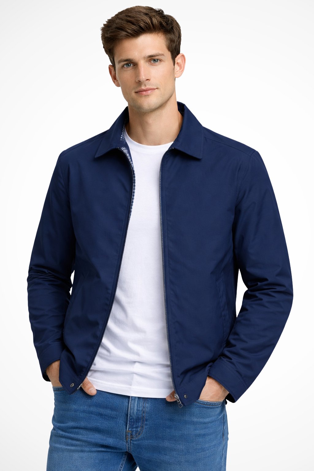 Herre Harrington-jakke Med Lynlåslukning – Klassisk Struktureret Jakke Til Hverdagsbrug, Fritid, Kontor Og Smart Casual Stil