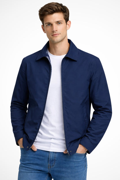 Herre Harrington-jakke Med Lynlåslukning – Klassisk Struktureret Jakke Til Hverdagsbrug, Fritid, Kontor Og Smart Casual Stil