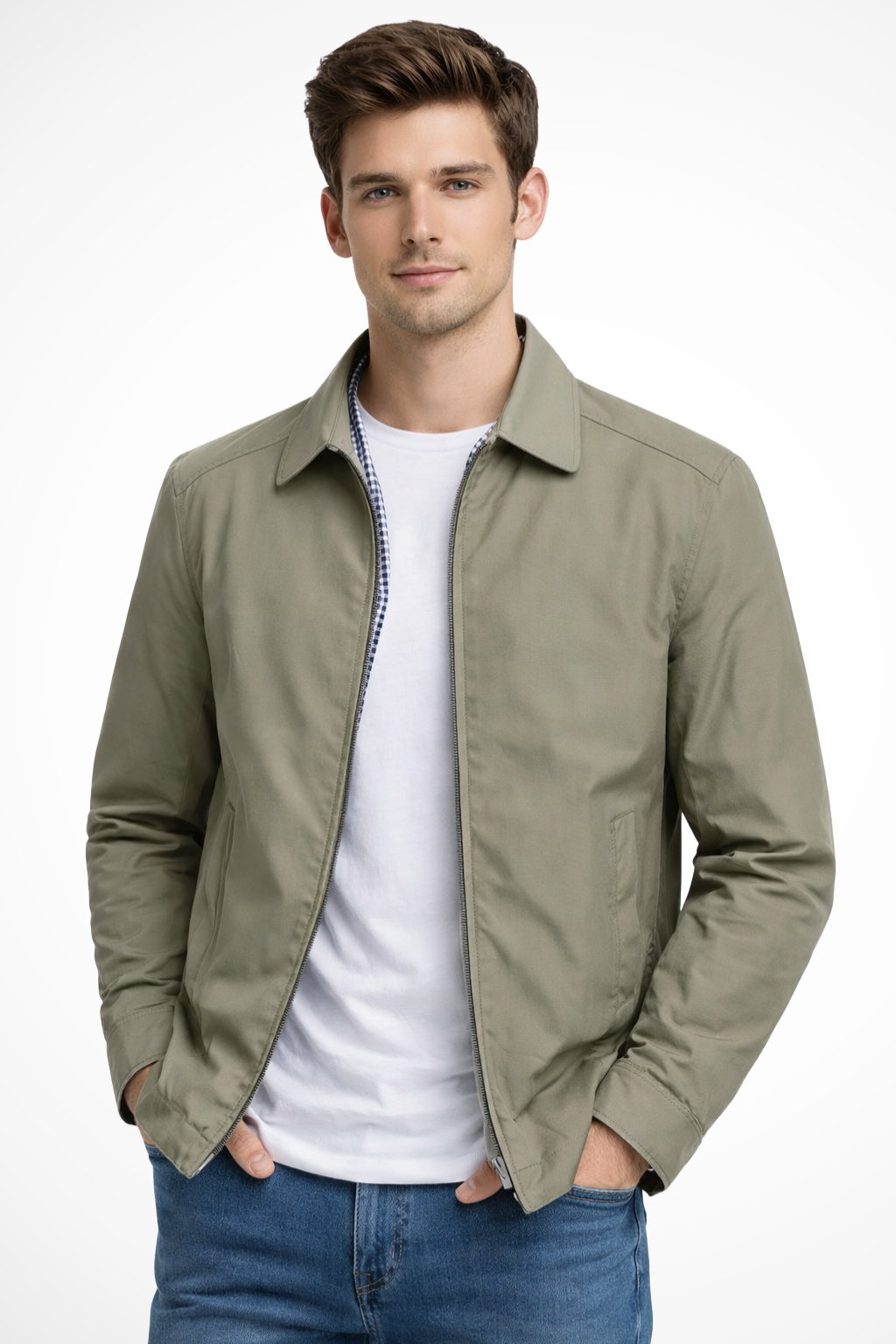 Herre Harrington-jakke Med Lynlåslukning – Klassisk Struktureret Jakke Til Hverdagsbrug, Fritid, Kontor Og Smart Casual Stil