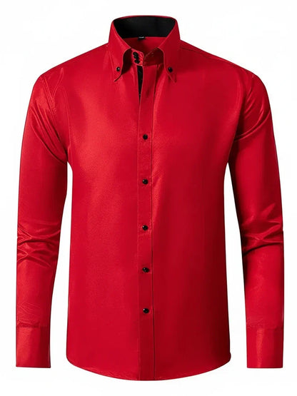 Herre Slim Fit Formelskjorte – Button-Down-Krave Med Detaljer Til Forretningsarrangementer