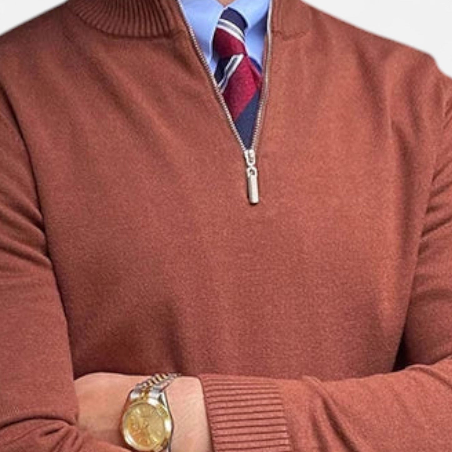 Herre Pullover Med Halv Lynlås – Glatstrikket Trøje Til Forårets Business Casual-Outfits