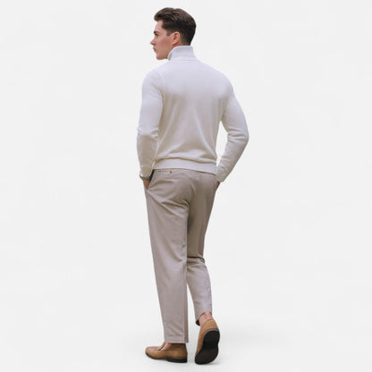 Herre Pullover Med Halv Lynlås – Glatstrikket Trøje Til Forårets Business Casual-Outfits