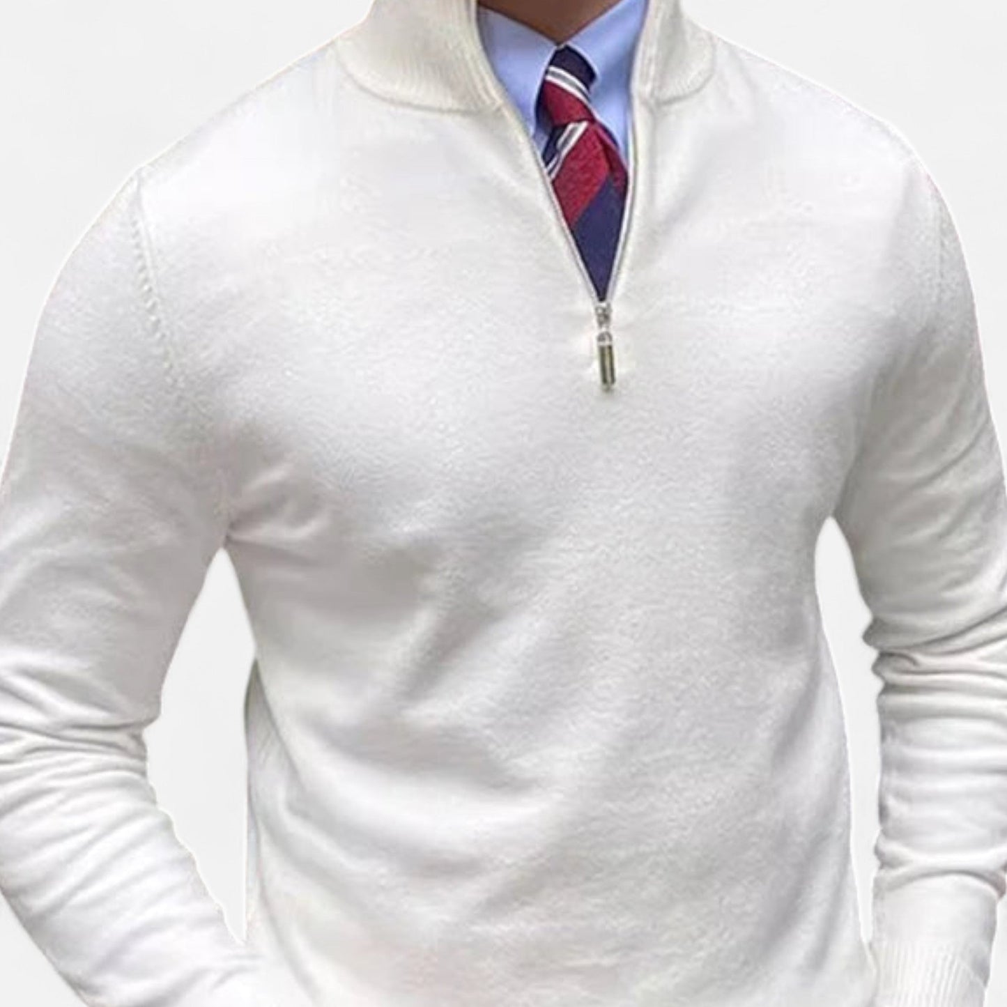 Herre Pullover Med Halv Lynlås – Glatstrikket Trøje Til Forårets Business Casual-Outfits