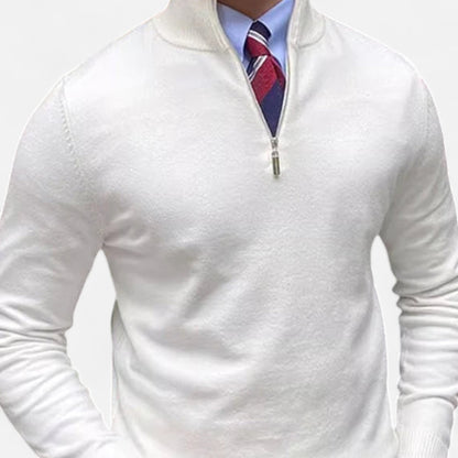 Herre Pullover Med Halv Lynlås – Glatstrikket Trøje Til Forårets Business Casual-Outfits