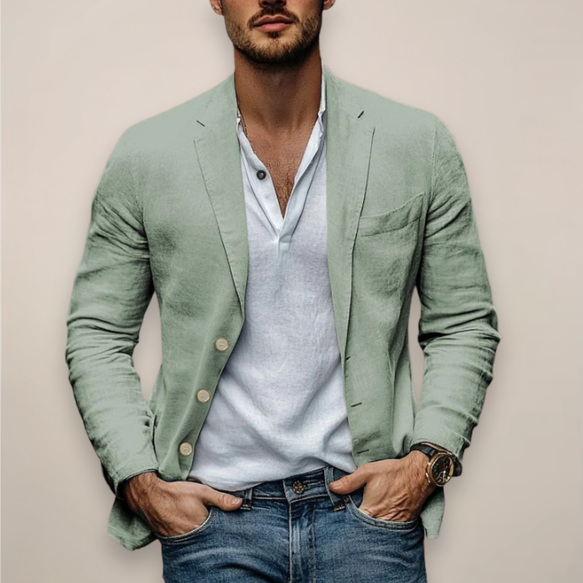 Herre Let Casual Blazer – Afslappet Smart Casual-Jakke Til Sommerarrangementer