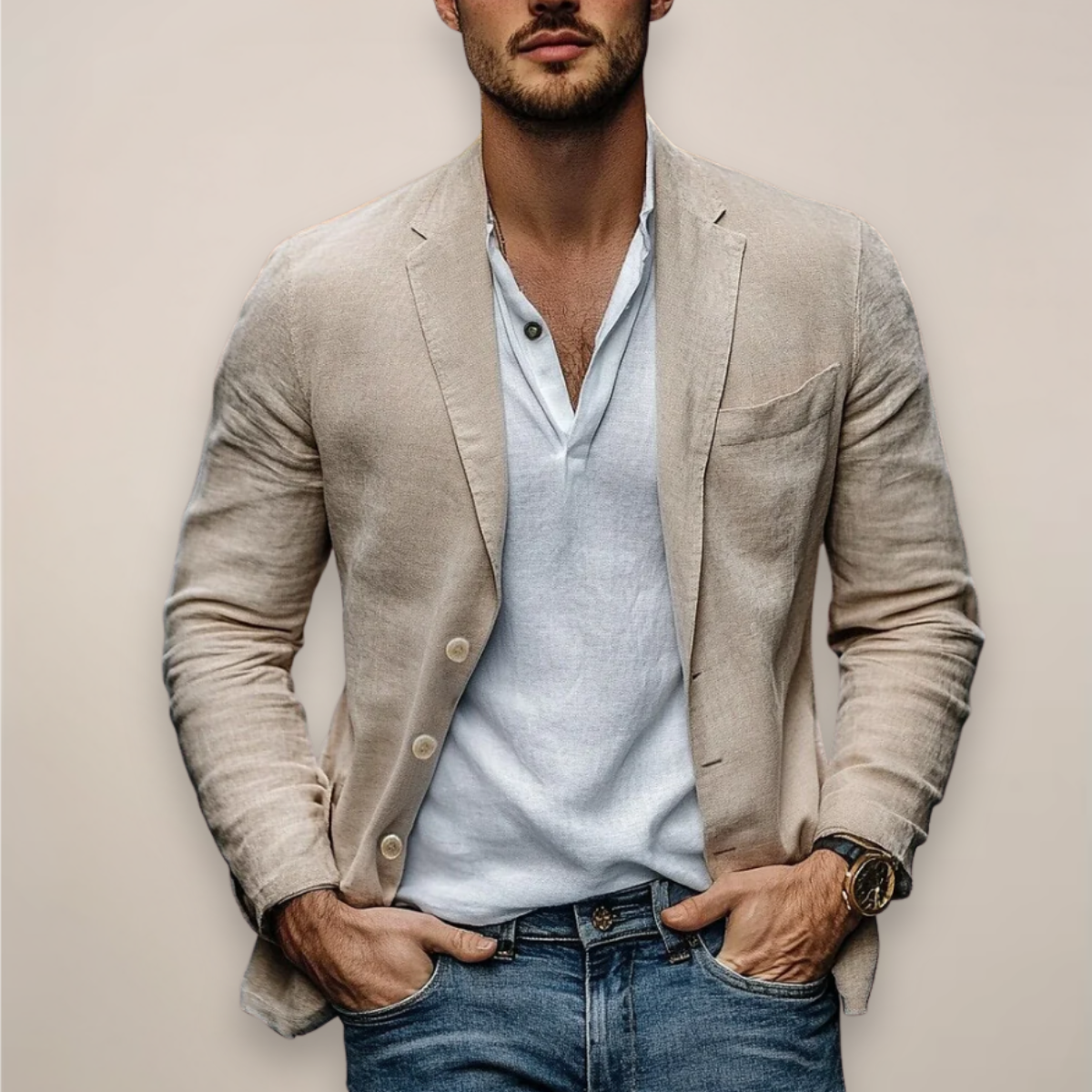Herre Let Casual Blazer – Afslappet Smart Casual-Jakke Til Sommerarrangementer