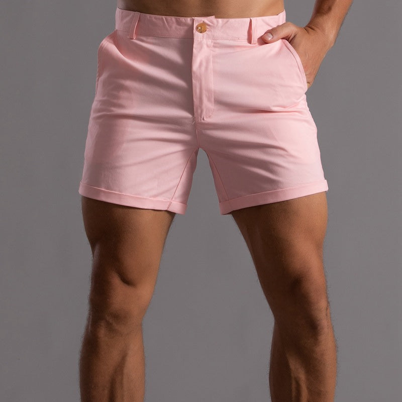 Herre Skræddersyede Chino Shorts Med Opsmøg Og Elegant Pasform