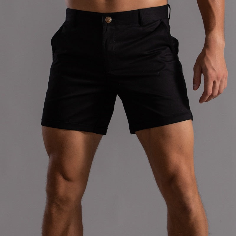 Herre Skræddersyede Chino Shorts Med Opsmøg Og Elegant Pasform