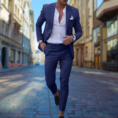 Herre Slim Fit Todelt Jakkesæt – Skræddersyet Formelt Tøj til Bryllupper og Elegante Lejligheder
