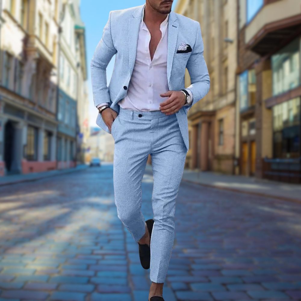 Herre Slim Fit Todelt Jakkesæt – Skræddersyet Formelt Tøj til Bryllupper og Elegante Lejligheder