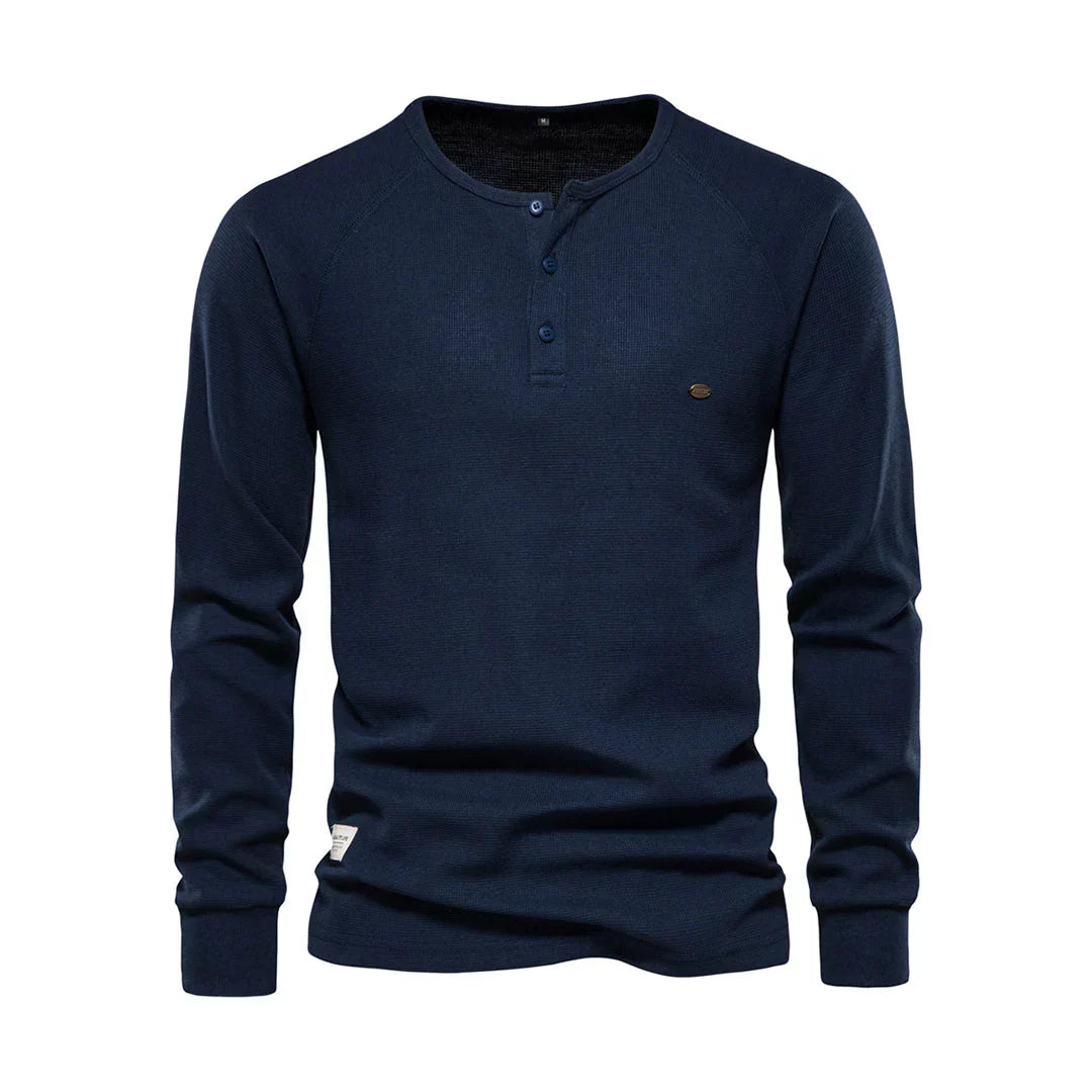 Camisa Henley de manga larga para hombre con cierre de botones en el cuello: camisa informal para el día a día, tiempo libre, vacaciones y estilo smart casual
