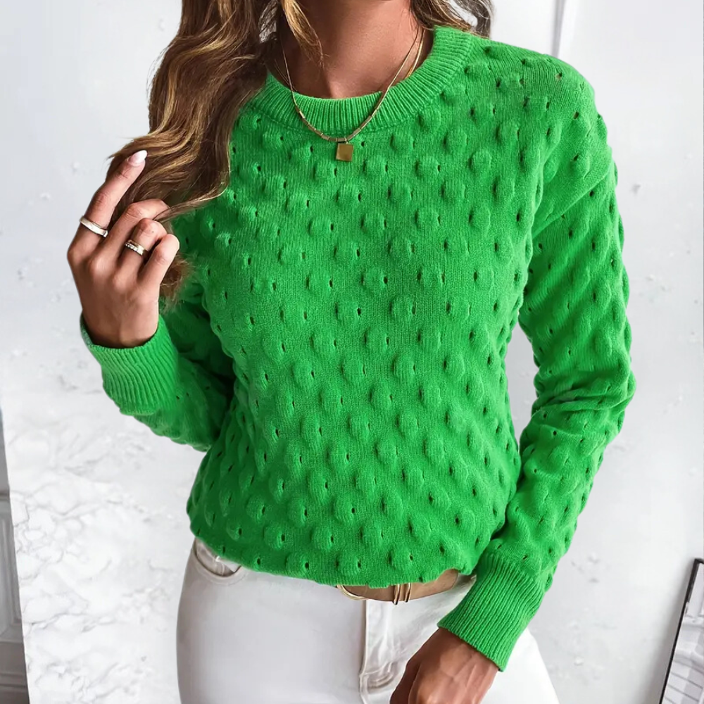 Jersey de cachemira de punto trenzado para mujer con cuello redondo – Jersey clásico para otoño, invierno, oficina y estilo smart casual