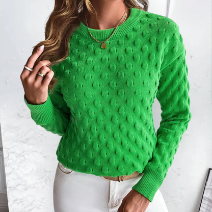 Jersey de cachemira de punto trenzado para mujer con cuello redondo – Jersey clásico para otoño, invierno, oficina y estilo smart casual