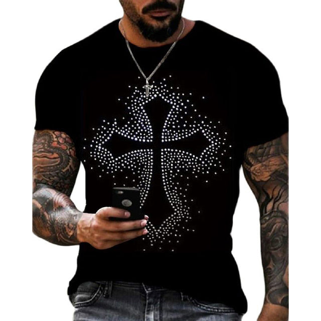 Herre T-Shirt Med Rhinstensgrafik Og Slim Fit Pasform