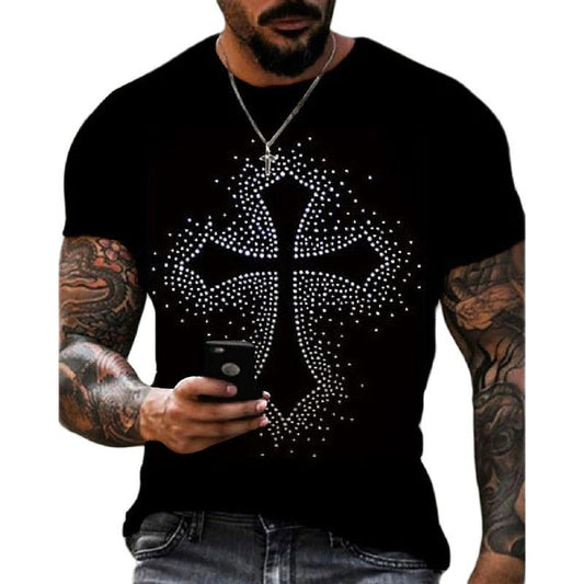 Tricou bărbătesc cu grafică din strasuri și croială slim fit