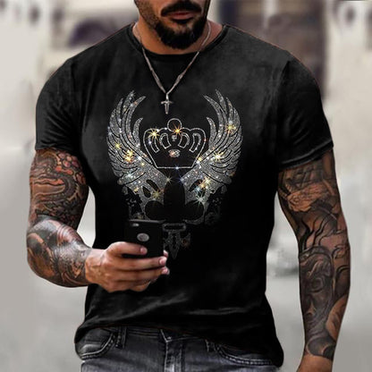 Herre T-Shirt Med Rhinstensgrafik Og Slim Fit Pasform
