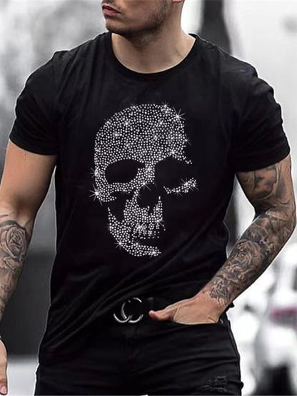 Herre T-Shirt Med Rhinstensgrafik Og Slim Fit Pasform