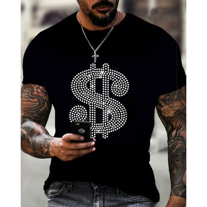 Herre T-Shirt Med Rhinstensgrafik Og Slim Fit Pasform