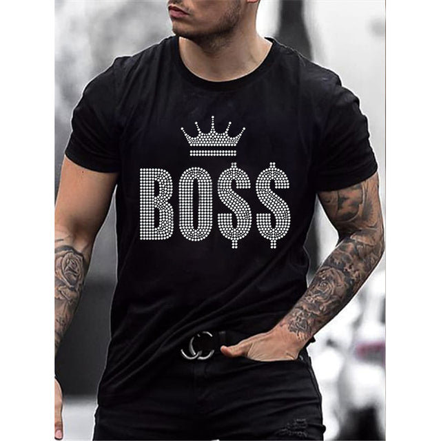 Herre T-Shirt Med Rhinstensgrafik Og Slim Fit Pasform
