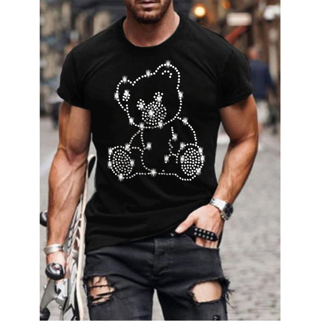 Herre T-Shirt Med Rhinstensgrafik Og Slim Fit Pasform