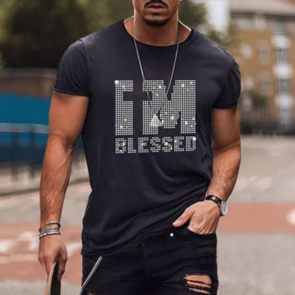 Herre T-Shirt Med Rhinstensgrafik Og Slim Fit Pasform