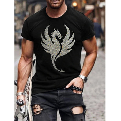 Herre T-Shirt Med Rhinstensgrafik Og Slim Fit Pasform