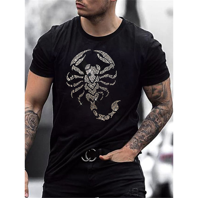 Herre T-Shirt Med Rhinstensgrafik Og Slim Fit Pasform