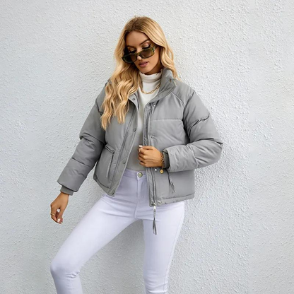 Women's Short Puffer Jacket with High Collar – Warm and Padded Winter Outerwear for Cold Days, Everyday Wear, Leisure and Outdoor Use