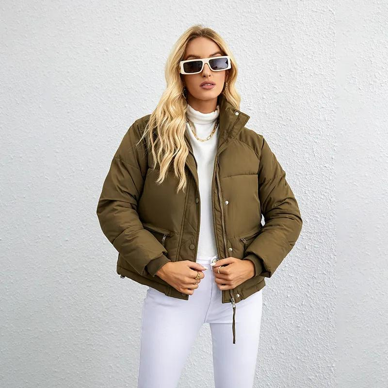Women's Short Puffer Jacket with High Collar – Warm and Padded Winter Outerwear for Cold Days, Everyday Wear, Leisure and Outdoor Use