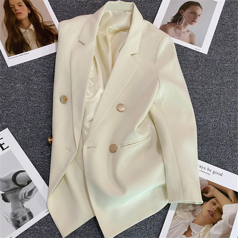 Dame Oversized Blazer Med Dobbeltradet Knaplukning – Elegant Skræddersyet Jakke Til Kontor, Business, Hverdagsbrug Og Smart Casual Stil